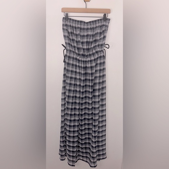 Emporio Armani Strapless Gingham Maxi Dress NWOT EU 44 US 10-12 Navy Blue/White - Picture 5 of 11